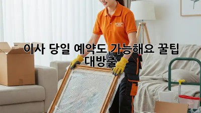 이사, 당일 예약도 가능해요! 꿀팁 대방출
